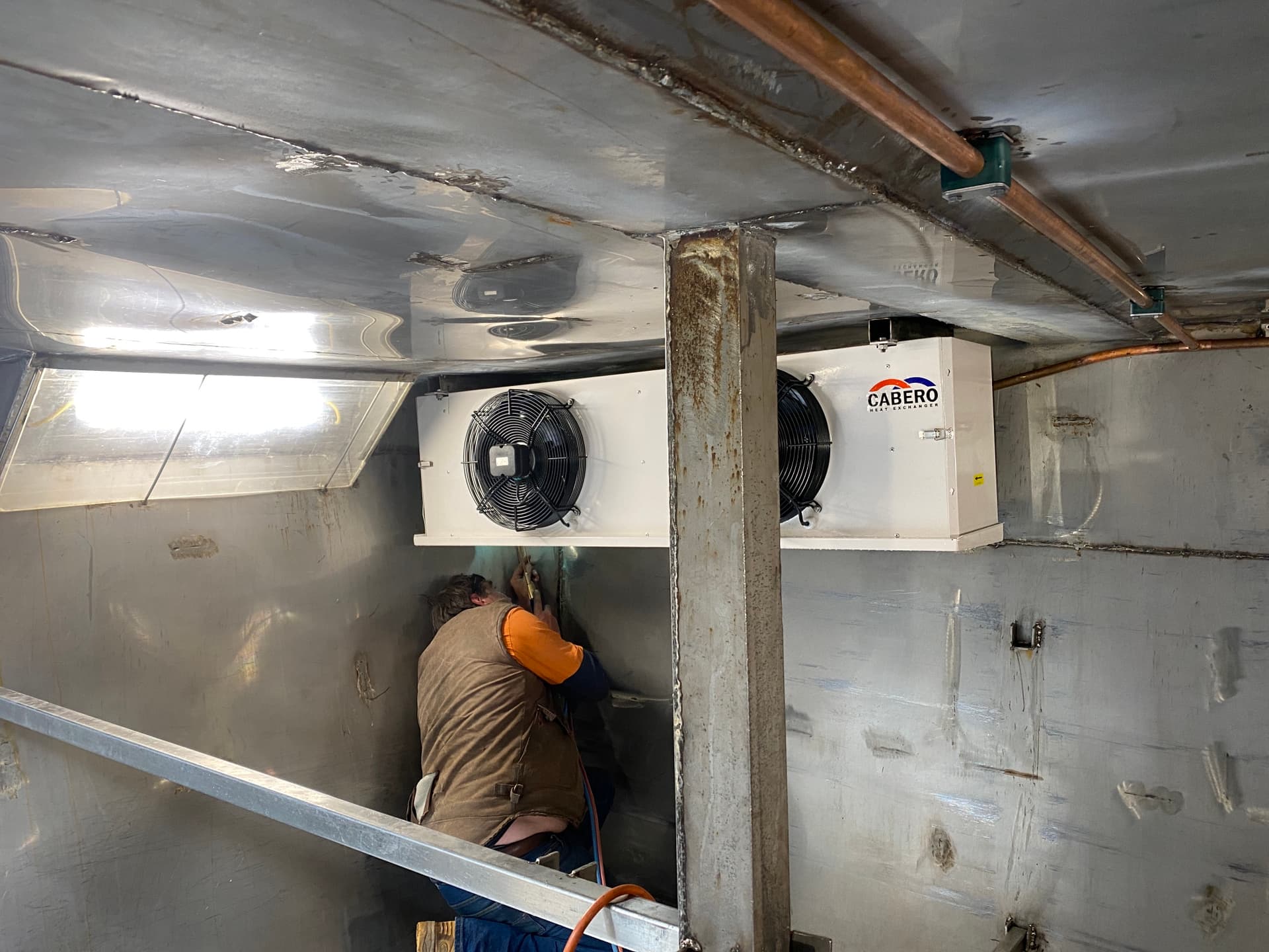 Marine ice machine installation on commercial fishing vessel